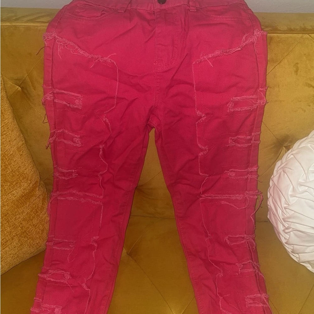 SHEIN Kids Distressed Pink Jeans